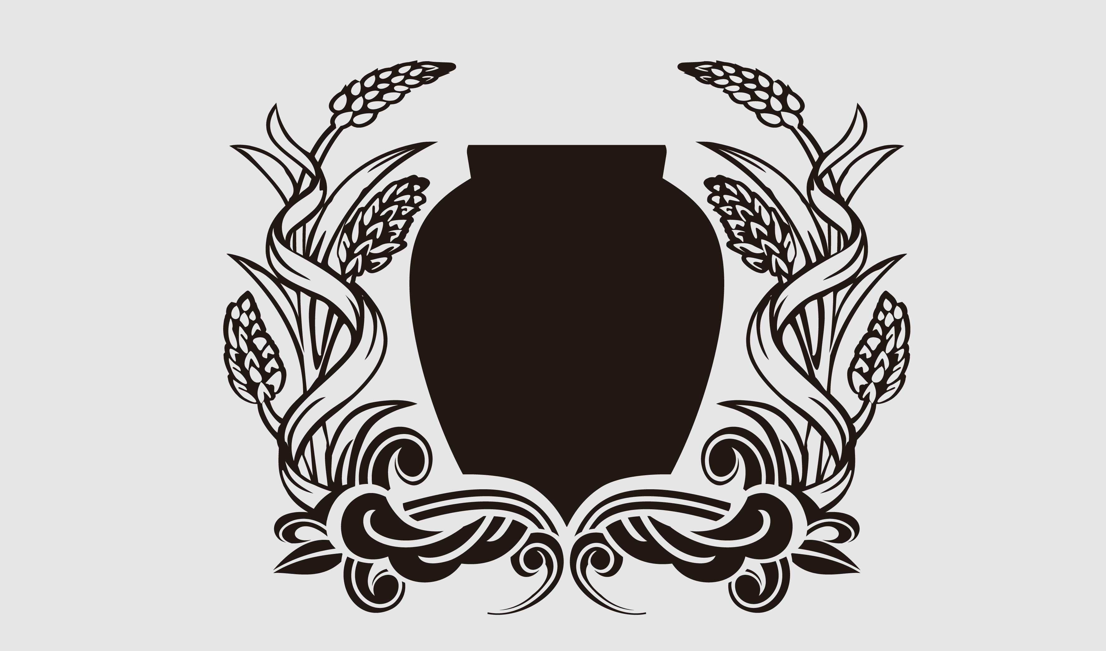 封坛酒坛 麦穗 高粱小麦 矢量图